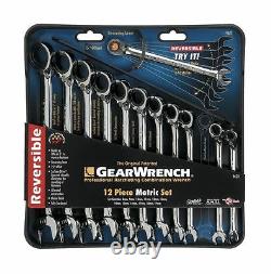 Gearwrench 12 Piece Metric Ratcheting Reversible Wrench Set 8 19mm 9620N