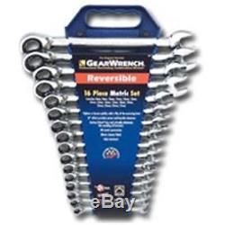 Gearwrench 16 Pc Metric Reversible Combination Ratcheting Wrench Set 9602N
