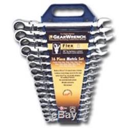 Gearwrench 16 pc. Metric Flex Head Combination Ratcheting Wrench Set 9902