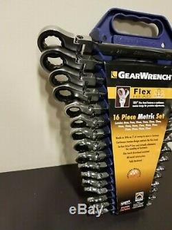 Gearwrench 9902D 16 Piece Flex Head Combination Ratcheting Wrench Set Metric