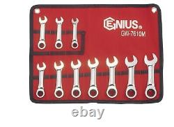 Genius Tools 10 Piece Metric Stubby Combination Ratcheting Wrench Set GW-7610M