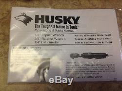 HUSKY Air Tool Set 1/2 Impact Wrench, 3/8 Ratchet Wrench & 1/4 Die Grinder