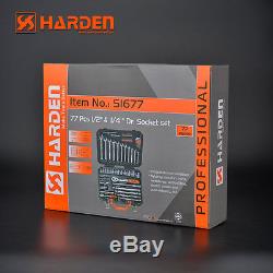 Harden 77pcs Socket Ratchet Set 1/2 1/4 Metric Drive Screwdriver Torx Bits Tool