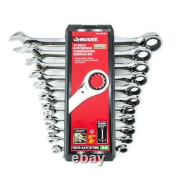 Husky Combination Wrench Set SAE Metric Ratcheting Box End Hand Tools 22 Piece
