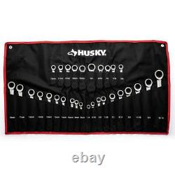 Husky Ratcheting Wrench Set Alloy Steel Large Hard Stamped Size Pouch (30-Piece)