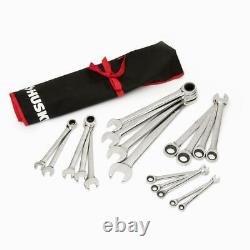 Husky Ratcheting Wrench Set Metric Open End Hand Tool Chrome Steel New 18 Piece