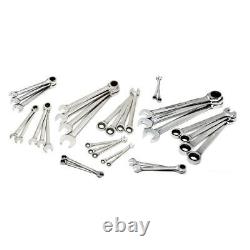 Husky Ratcheting Wrench Set Metric SAE Alloy Steel Hand Tool Stubby (34-Piece)