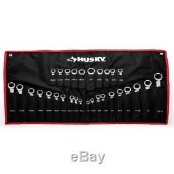 Husky SAE/MM Ratcheting Wrench Set with Stubby and Pouch (30-Piece)