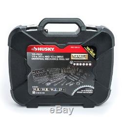 Husky Universal Mechanic Tool Set Ratchet Wrench Socket Black Case Box 105 Piece