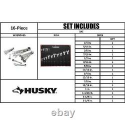 Husky Wrench Set Master Hand Tool SAE Ratcheting Alloy Steel Slim (16-Piece)