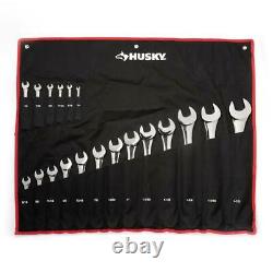 Husky Wrench Set Master SAE Combo tooth Ratcheting Box End 12 Point 19 Piece