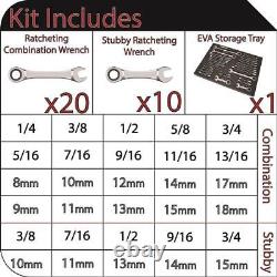 Husky Wrench Set SAE Metric Ratcheting EVA Tray (30-Piece)