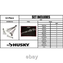 Husky Wrench Set SAE Reversible Ratcheting Offset Box End Hand Tool 12 Piece New