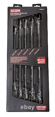 ICON 5 Professional Double Box Flex Wrench Set WRDBFM-5 METRIC Ratcheting