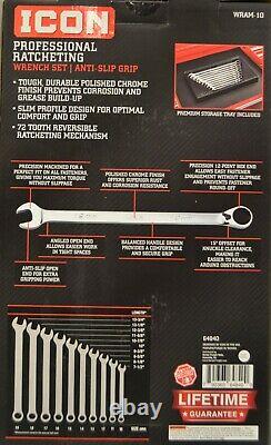 ICON WRAM-10 Metric 10PC Ratcheting Wrench Set 10MM-19MM NEW