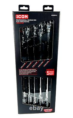 ICON WRDBFM-5 5 Piece Professional Double Box Flex Ratcheting Wrench Set Metric