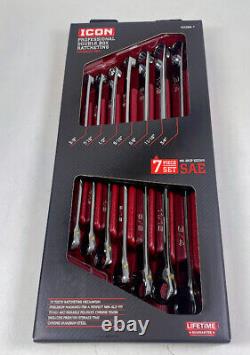 ICON WRDBS-7 7Pc. Professional SAE Double Box Ratcheting Wrench Set 56654