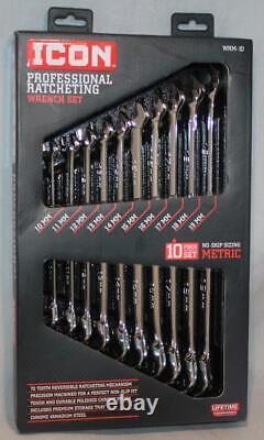 ICON WRM-10 Metric 10pc Professional Ratcheting Wrench Set 10mm-19mm NEW