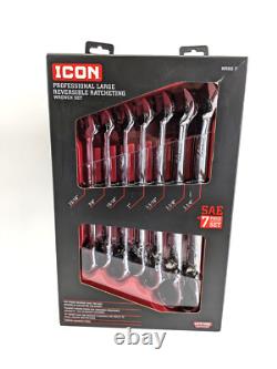 ICON WRRS-7 Professional Large Reversible SAE Ratcheting Wrench Set 70260