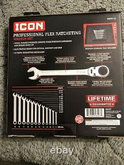Icon Professional Flex Ratcheting/Wrench Set 12 Pc Metric 8-19mm WRFM-12 (56427)