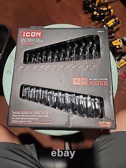 Icon Professional Flex Ratcheting Wrench Set 12 Piece Metric WRFM-12