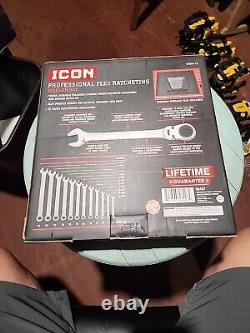 Icon Professional Flex Ratcheting Wrench Set 12 Piece Metric WRFM-12