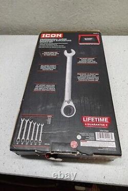 Icon Professional Large Reversible Ratcheting Wrench 6 Piece Set Metric WRRM-6