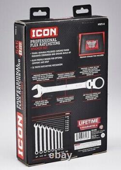 Icon WRFS-8 Pro Flex Ratcheting & WRAS-7 Pro Ratcheting Wrench Set 15 Pieces
