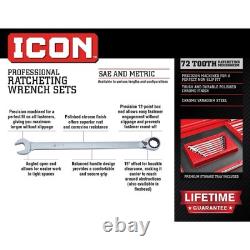 Icon WRM-10 Professional Metric Ratcheting Wrench Set 64841 New