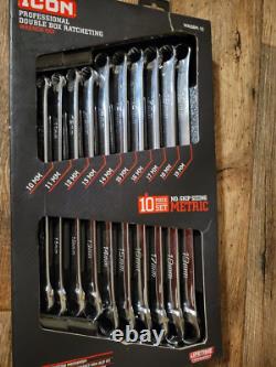 Icon Wrdbm-10 XL Metric Double Box Ratcheting 10pc Wrench Set Same Day Shipping