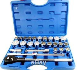 Imperial Metric Socket Set 27pc 3/4 Inch Drive Tool Kit AF SAE MM Ratchet SS304