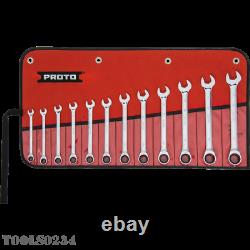 JSCRMT-12S Proto Metric Ratcheting Combination Wrench Set 12 Pc Non-Reversible