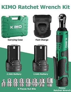 KIMO 3/8 Cordless Electric Ratchet Wrench Set 40 Ft-lbs 400 RPM 12V Cordless