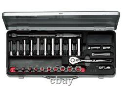 KTC Socket Wrench Set 9.5mm (3/8sq) Drive 6-point 12-point 26pcs TB3X20 JAPAN