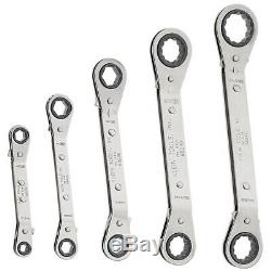 Klein Tools 68245 Fully Reversible Ratcheting Offset Box Wrench Set, 5-Piece