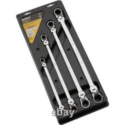 Klutch 4-Pc. Long Flex Head Spline Reversible Ratcheting Wrench Set, SAE