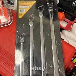 Klutch 4-Pc. Long Flex Head Spline Reversible Ratcheting Wrench Set, SAE