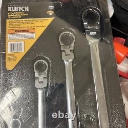 Klutch 4-Pc. Long Flex Head Spline Reversible Ratcheting Wrench Set, SAE
