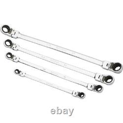 Klutch 4-Pc. Long Flex Head Spline Reversible Ratcheting Wrench Set, SAE