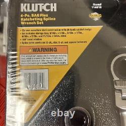 Klutch 4-Pc. Long Flex Head Spline Reversible Ratcheting Wrench Set, SAE