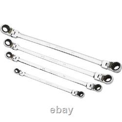 Klutch 4-Pc. Long Flex Head Spline Reversible Ratcheting Wrench Set, SAE