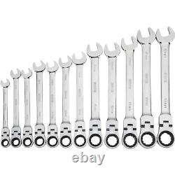 Klutch Flex Ratchet Wrench Set, 12-Pc, Metric, 8mm-19mm