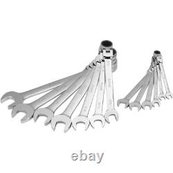 Klutch Flex Ratchet Wrench Set, 13-Pc, SAE, 1/4in. 1in