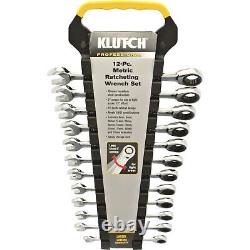 Klutch Ratcheting Wrench Set, 12-Pc, Metric 8-19mm