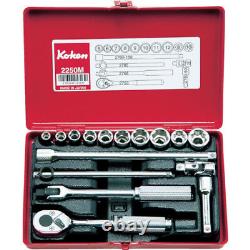 Ko-ken Socket Wrench Set 6.35mm Drive 6-point 16 pieces set 2250M Made in JAPAN