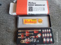 Ko-ken Z-EAL 2286Z 6.35mm Socket Wrench Set 17 pieces Metal Case New 1.4 in