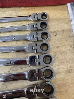 MAC TOOLS SRDBL1212PT 8-19mm Flex Head Ratcheting 12-Point Metric Wrench Set EUC