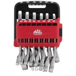 MAC TOOLS SRWMS214PTA 14-PC Metric Stubby Reversible Ratcheting Wrench Set 12PT