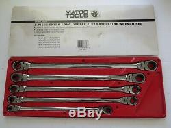 MATCO TOOLS 8mm to 19mm 5 PIECE EXTRA LONG FLEX RATCHETING WRENCH SET - NICE