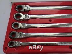 MATCO TOOLS 8mm to 19mm 5 PIECE EXTRA LONG FLEX RATCHETING WRENCH SET - NICE